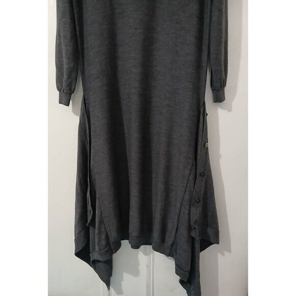 Satins womens long maxi asymmetric sweater dress 100% merino wool gray - Picture 3 of 8
